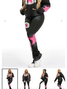 Black & Pink Star-Panel Jogger Pants